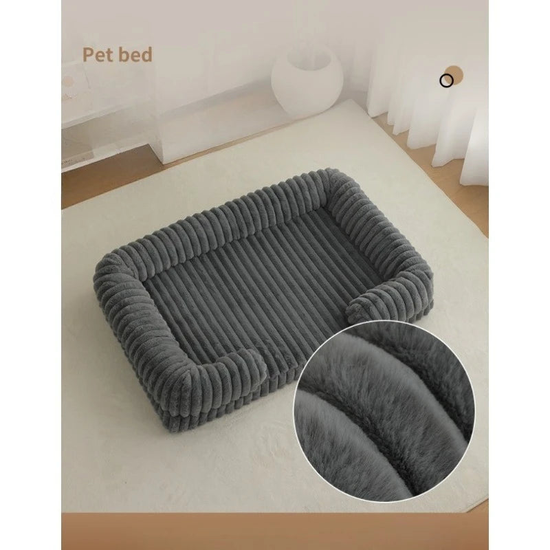 Dettaglio tessuto a coste e bordo morbido del letto ortopedico memory foam per cani Soul & Tail - grigio scuro